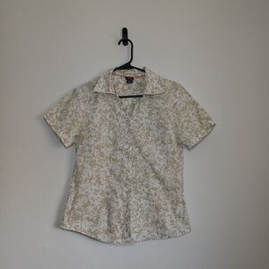 Basic Essential Floral Short Sleeve Blouse Bundle, 2 Shirts, Size Small